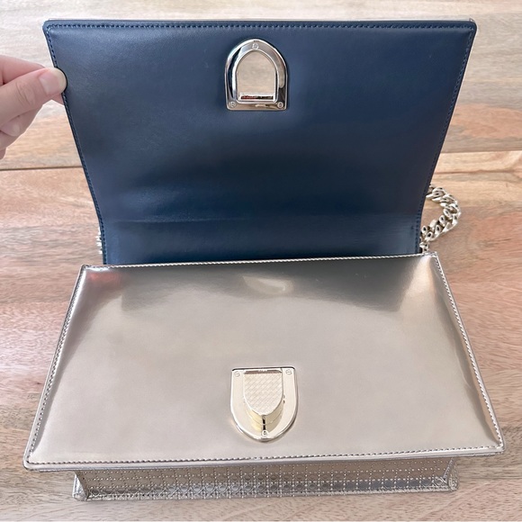 Dior Light Gold-tone Metallic Patent Leather Micro Cannage Medium Shoulder Bag - Picture 8 of 17